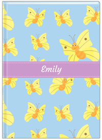Thumbnail for Personalized Butterfly Journal I - Blue Background - Yellow Butterflies I - Front View