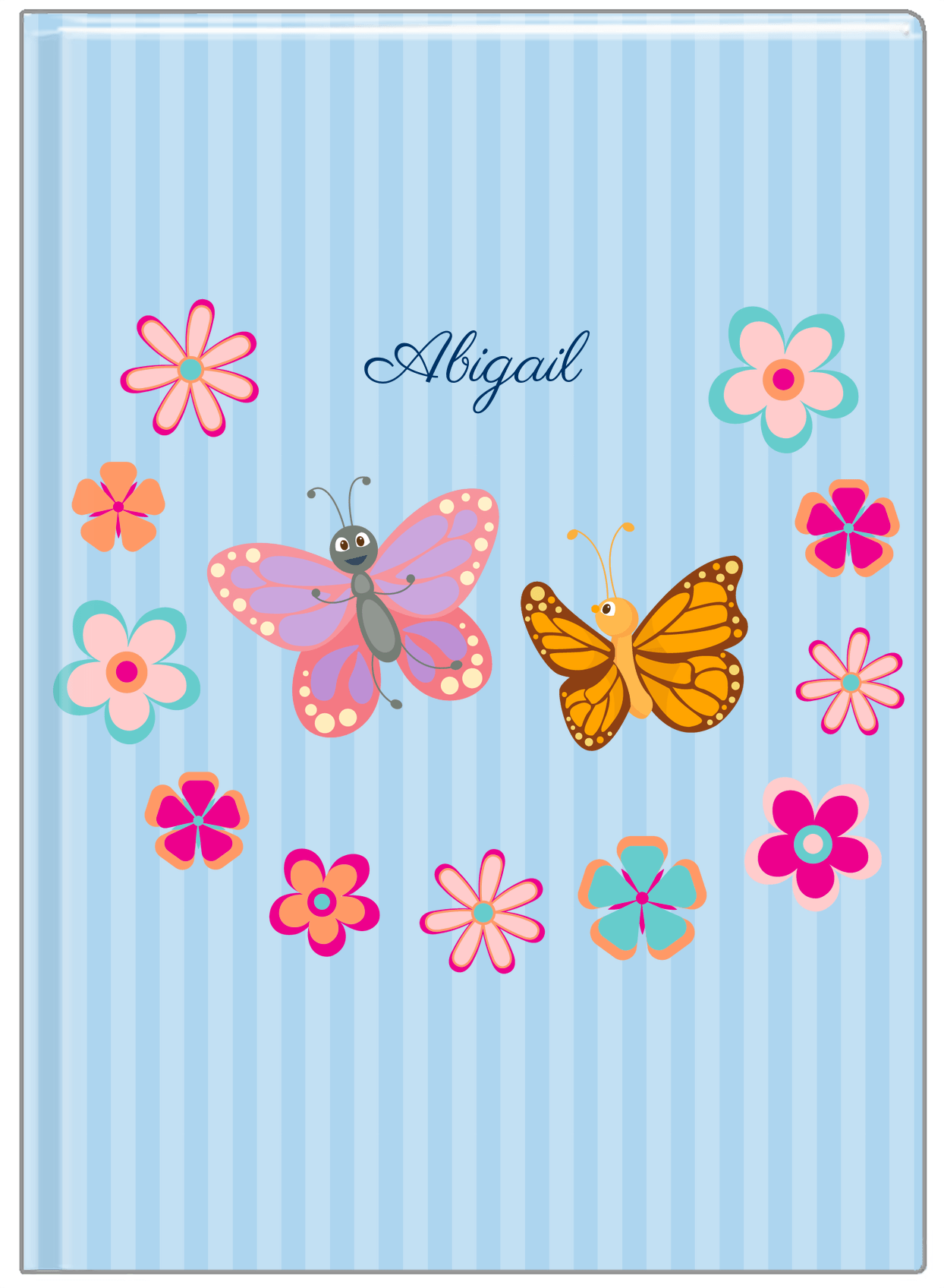 Personalized Butterfly Journal II - Blue Background - Butterflies I - Front View