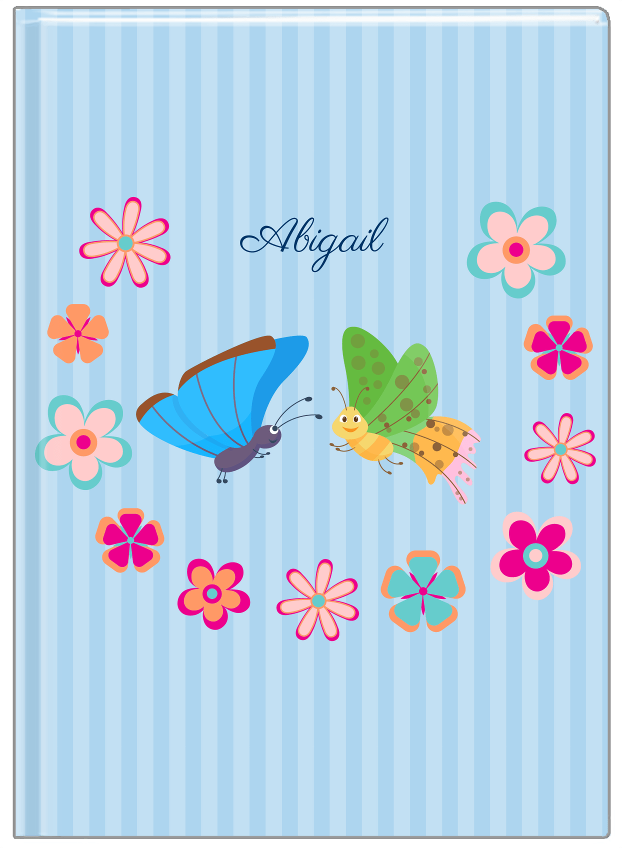 Personalized Butterfly Journal II - Blue Background - Butterflies II - Front View
