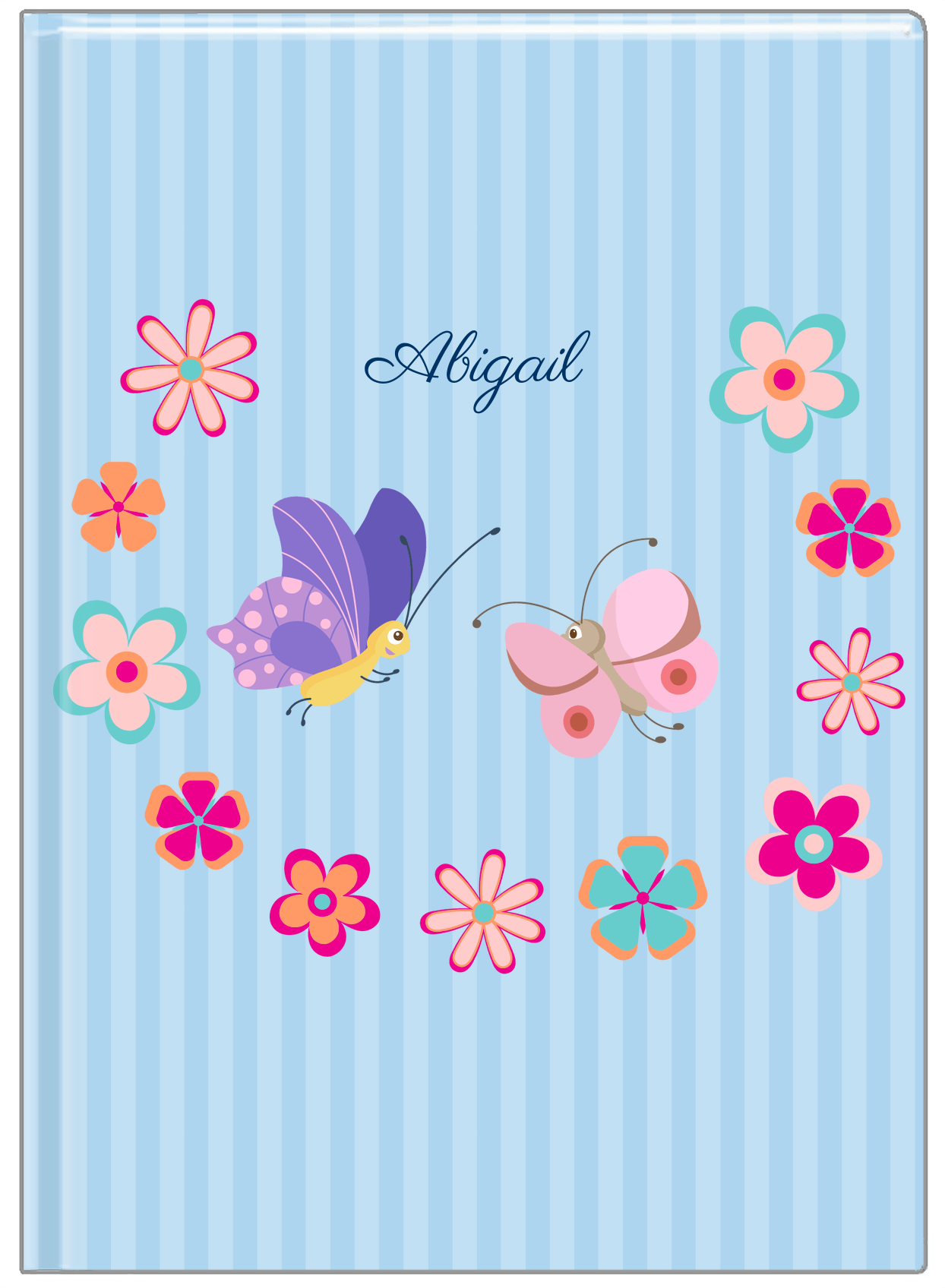 Personalized Butterfly Journal II - Blue Background - Butterflies IV - Front View