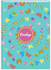 Thumbnail for Personalized Butterfly Journal III - Teal Background - Circle Nameplate - Front View