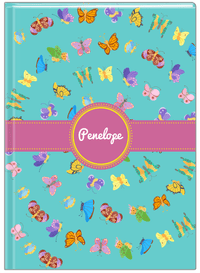 Thumbnail for Personalized Butterfly Journal III - Teal Background - Circle Ribbon Nameplate - Front View
