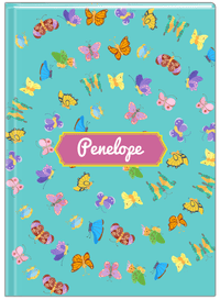 Thumbnail for Personalized Butterfly Journal III - Teal Background - Decorative Rectangle Nameplate - Front View