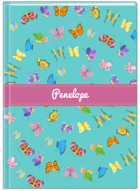 Thumbnail for Personalized Butterfly Journal III - Teal Background - Ribbon Nameplate - Front View