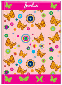 Thumbnail for Personalized Butterfly Journal IV - Pink Background - Orange Butterflies - Front View
