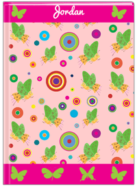 Thumbnail for Personalized Butterfly Journal IV - Pink Background - Green Butterflies I - Front View
