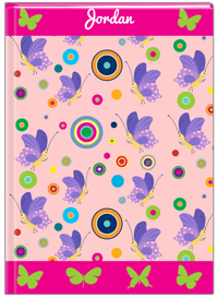Thumbnail for Personalized Butterfly Journal IV - Pink Background - Purple Butterflies I - Front View