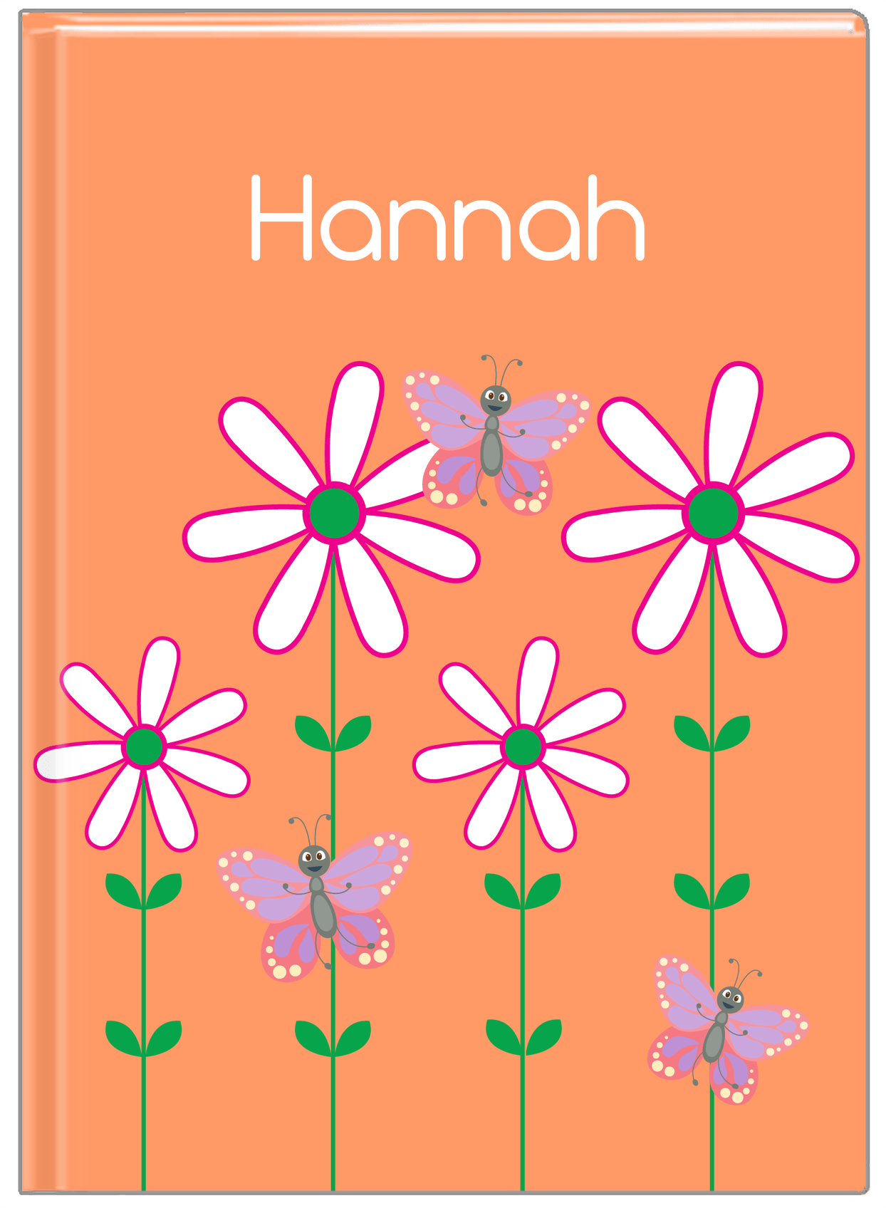 Personalized Butterfly Journal V - Orange Background - Pink Butterflies I - Front View
