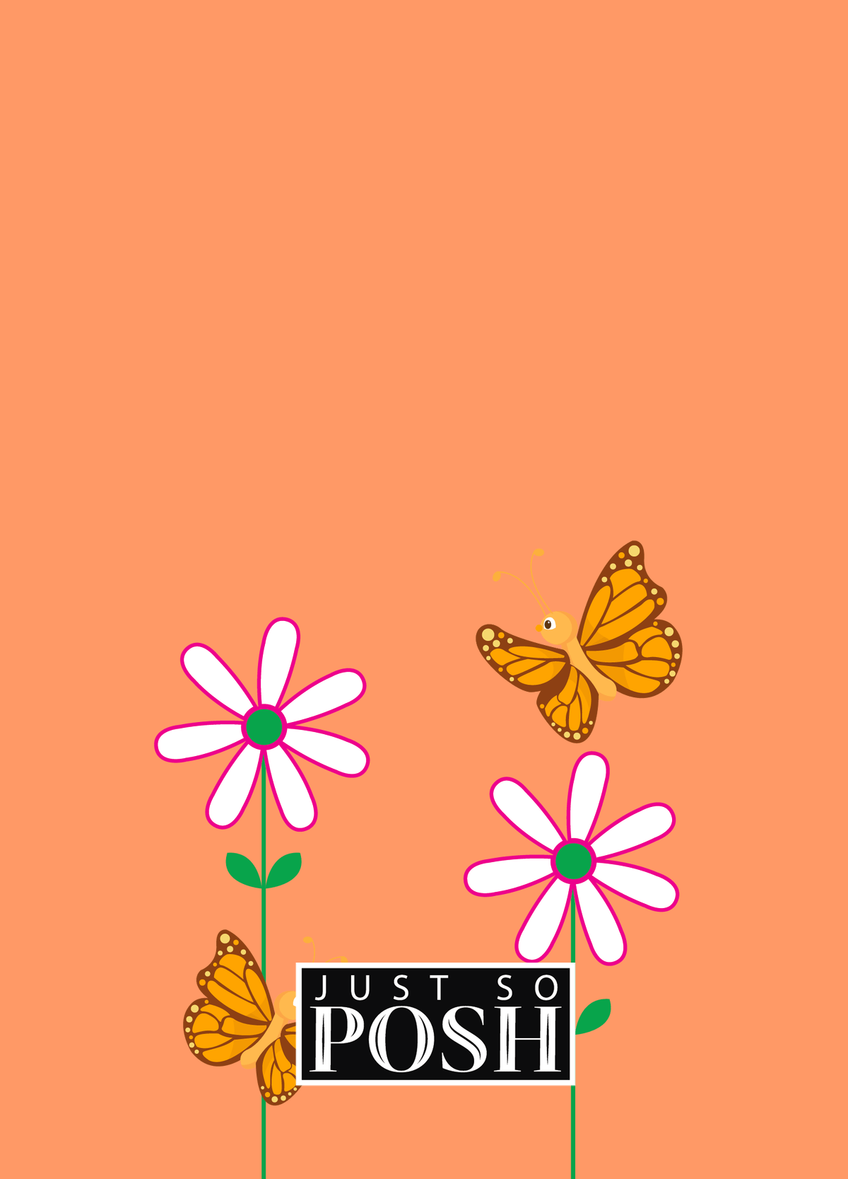 Personalized Butterfly Journal V - Orange Background - Orange Butterflies - Back View