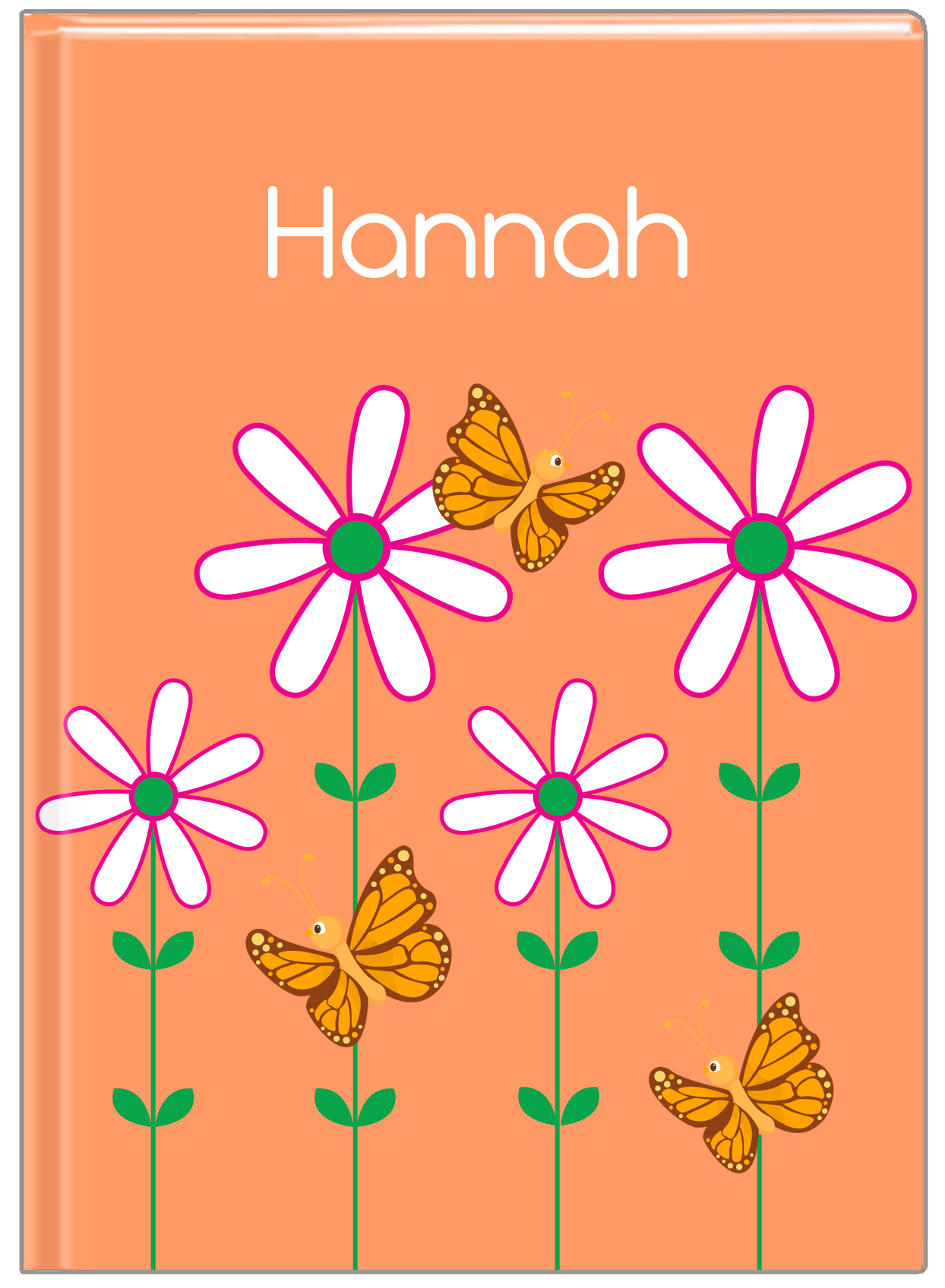 Personalized Butterfly Journal V - Orange Background - Orange Butterflies - Front View