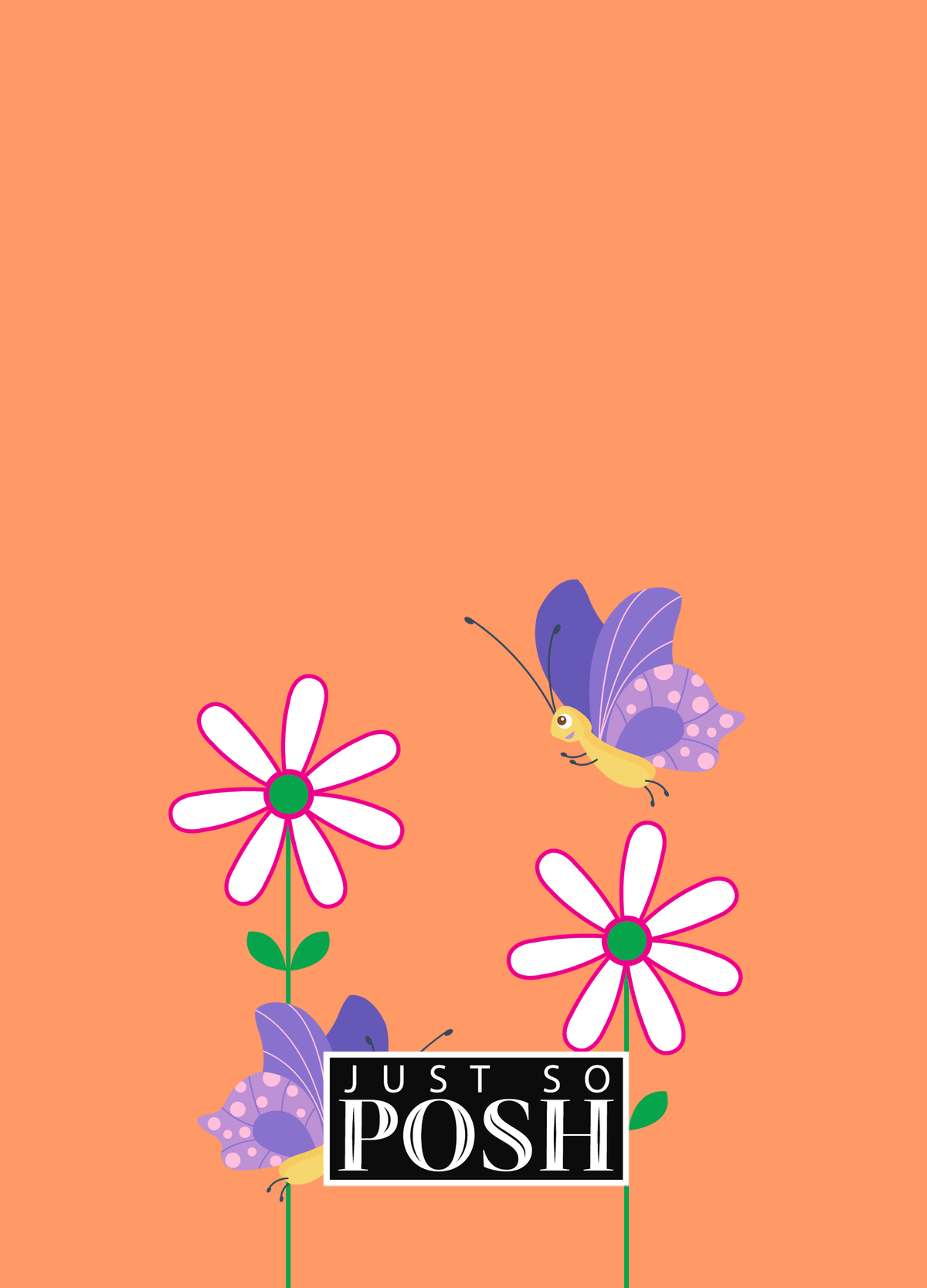 Personalized Butterfly Journal V - Orange Background - Purple Butterflies I - Back View