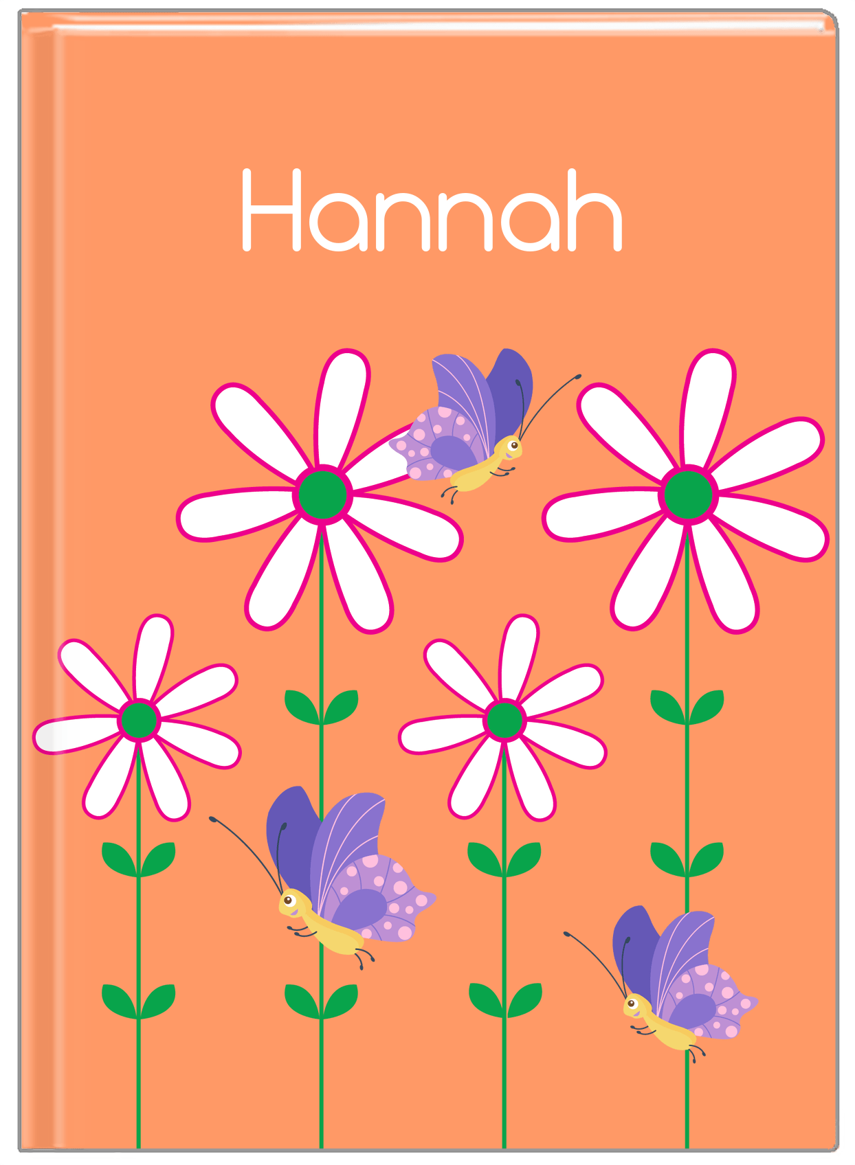 Personalized Butterfly Journal V - Orange Background - Purple Butterflies I - Front View