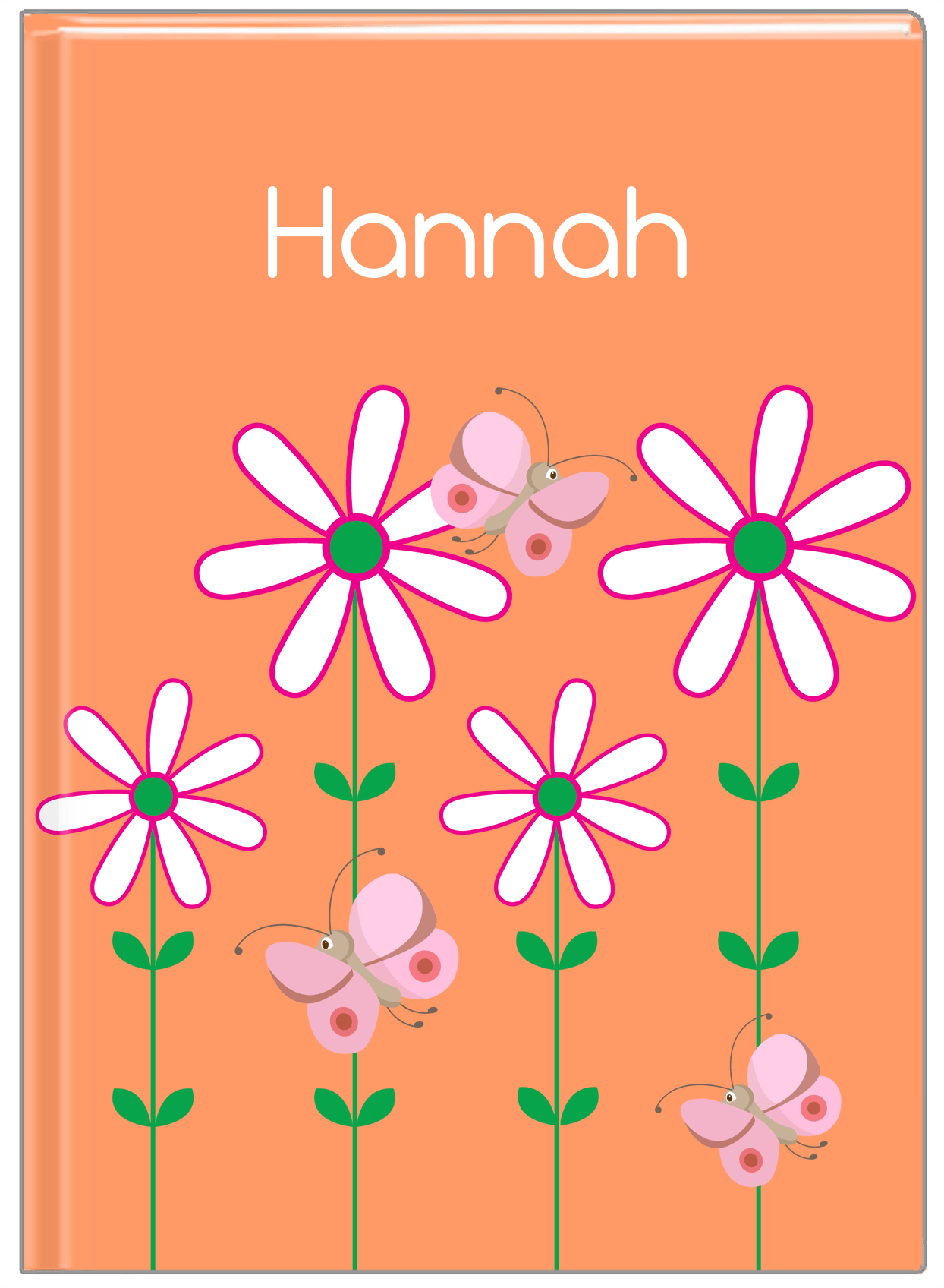 Personalized Butterfly Journal V - Orange Background - Pink Butterflies II - Front View