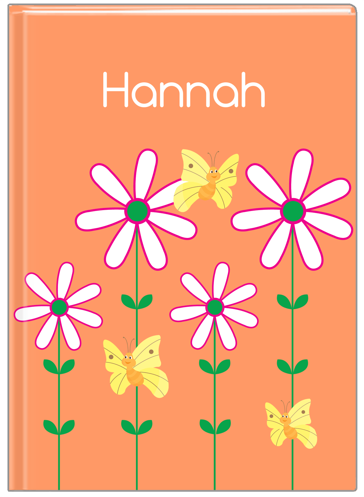 Personalized Butterfly Journal V - Orange Background - Yellow Butterflies I - Front View