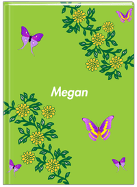 Thumbnail for Personalized Butterfly Journal IX - Green Background - Purple Butterflies I - Front View