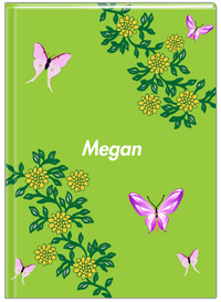Thumbnail for Personalized Butterfly Journal IX - Green Background - Pink Butterflies II - Front View