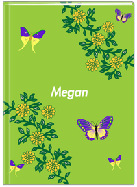 Thumbnail for Personalized Butterfly Journal IX - Green Background - Purple Butterflies IV - Front View