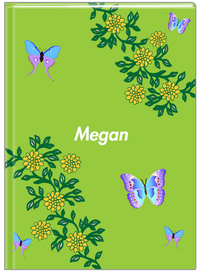 Thumbnail for Personalized Butterfly Journal IX - Green Background - Blue Butterflies III - Front View