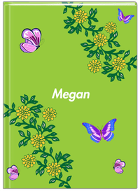 Thumbnail for Personalized Butterfly Journal IX - Green Background - Purple Butterflies V - Front View