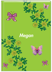 Thumbnail for Personalized Butterfly Journal IX - Green Background - Purple Butterflies VI - Front View
