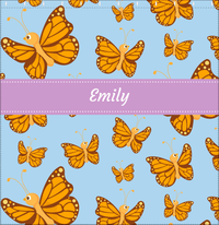 Thumbnail for Personalized Butterfly Shower Curtain I - Blue Background - Orange Butterflies - Decorate View