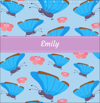 Thumbnail for Personalized Butterfly Shower Curtain I - Blue Background - Blue Butterflies I - Decorate View