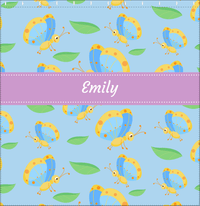 Thumbnail for Personalized Butterfly Shower Curtain I - Blue Background - Blue Butterflies II - Decorate View