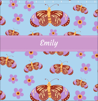 Thumbnail for Personalized Butterfly Shower Curtain I - Blue Background - Brown Butterflies - Decorate View