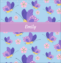 Thumbnail for Personalized Butterfly Shower Curtain I - Blue Background - Purple Butterflies I - Decorate View