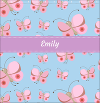 Thumbnail for Personalized Butterfly Shower Curtain I - Blue Background - Pink Butterflies II - Decorate View