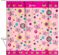 Thumbnail for Personalized Butterfly Shower Curtain IV - Pink Background - Pink Butterflies I - Hanging View