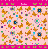 Thumbnail for Personalized Butterfly Shower Curtain IV - Pink Background - Orange Butterflies - Decorate View