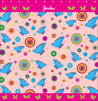 Thumbnail for Personalized Butterfly Shower Curtain IV - Pink Background - Blue Butterflies I - Decorate View