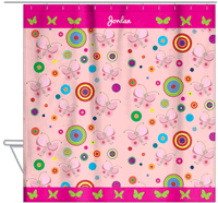 Thumbnail for Personalized Butterfly Shower Curtain IV - Pink Background - Pink Butterflies II - Hanging View