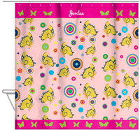 Thumbnail for Personalized Butterfly Shower Curtain IV - Pink Background - Yellow Butterflies II - Hanging View