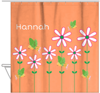 Thumbnail for Personalized Butterfly Shower Curtain V - Orange Background - Green Butterflies I - Hanging View