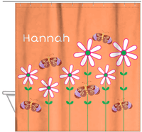 Thumbnail for Personalized Butterfly Shower Curtain V - Orange Background - Brown Butterflies - Hanging View