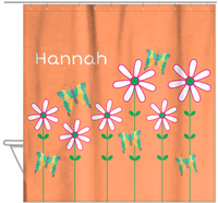 Thumbnail for Personalized Butterfly Shower Curtain V - Orange Background - Green Butterflies II - Hanging View