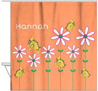Thumbnail for Personalized Butterfly Shower Curtain V - Orange Background - Yellow Butterflies II - Hanging View
