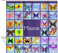 Thumbnail for Personalized Butterfly Shower Curtain VII - Purple Background - Hanging View