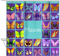 Thumbnail for Personalized Butterfly Shower Curtain VII - Teal Background - Hanging View