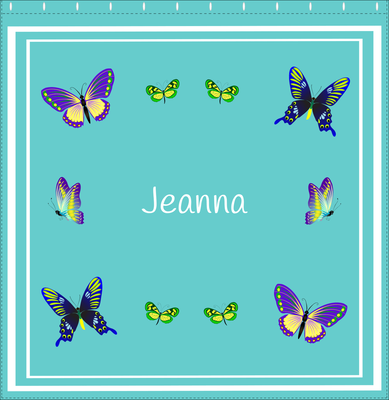 Personalized Butterfly Shower Curtain VIII - Teal Background - Butterflies II - Decorate View