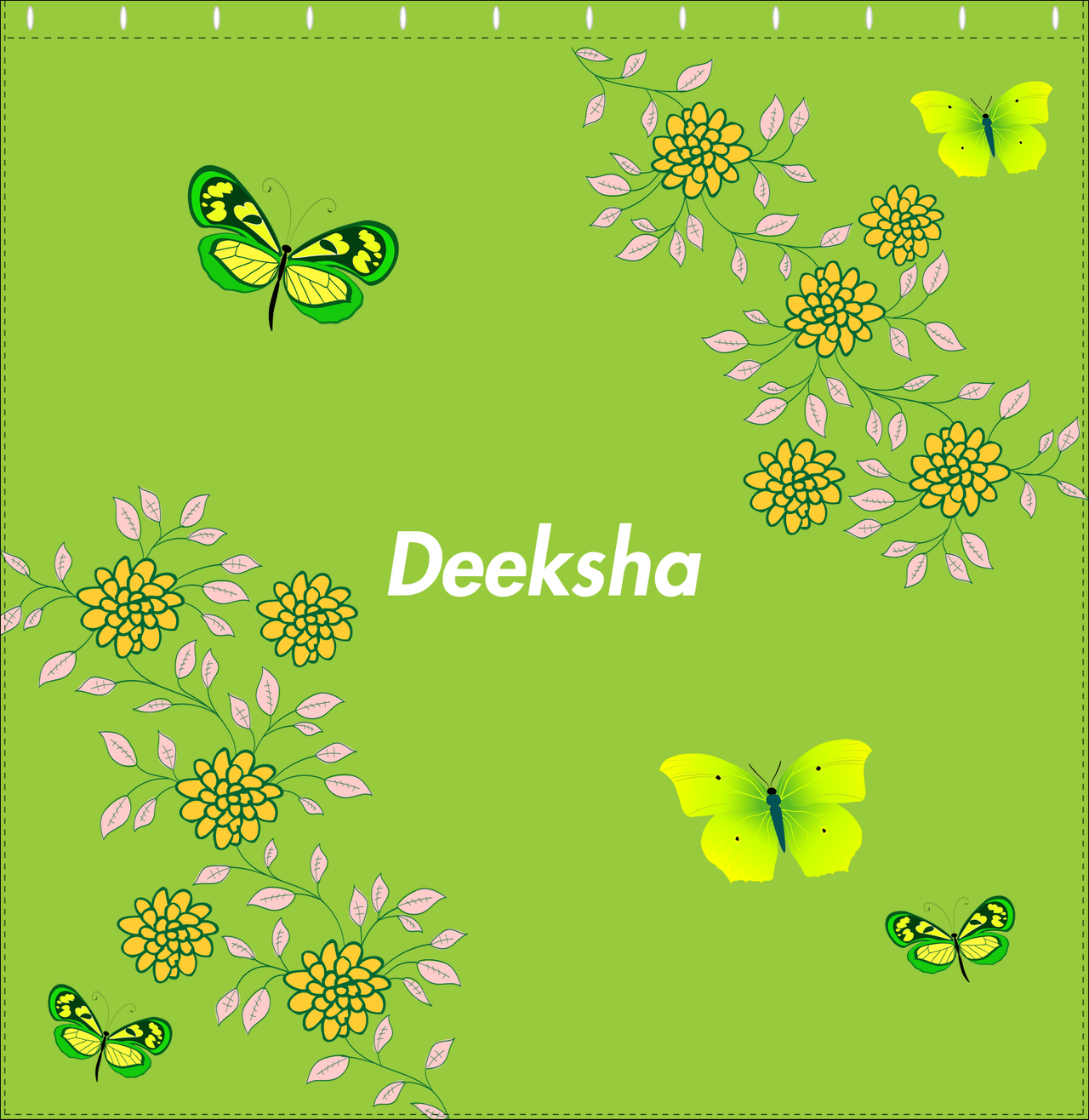 Personalized Butterfly Shower Curtain IX - Green Background - Green Butterflies I - Decorate View