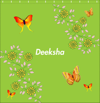Thumbnail for Personalized Butterfly Shower Curtain IX - Green Background - Orange Butterflies III - Decorate View