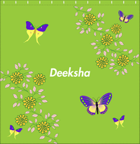 Thumbnail for Personalized Butterfly Shower Curtain IX - Green Background - Purple Butterflies IV - Decorate View