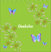Thumbnail for Personalized Butterfly Shower Curtain IX - Green Background - Blue Butterflies III - Decorate View