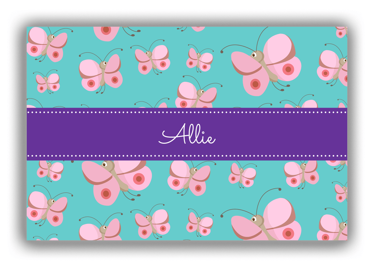 Personalized Butterflies Canvas Wrap & Photo Print I - Teal Background - Pink Butterflies II - Front View