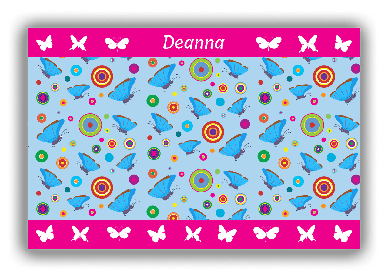 Personalized Butterflies Canvas Wrap & Photo Print IV - Blue Background - Blue Butterflies I - Front View