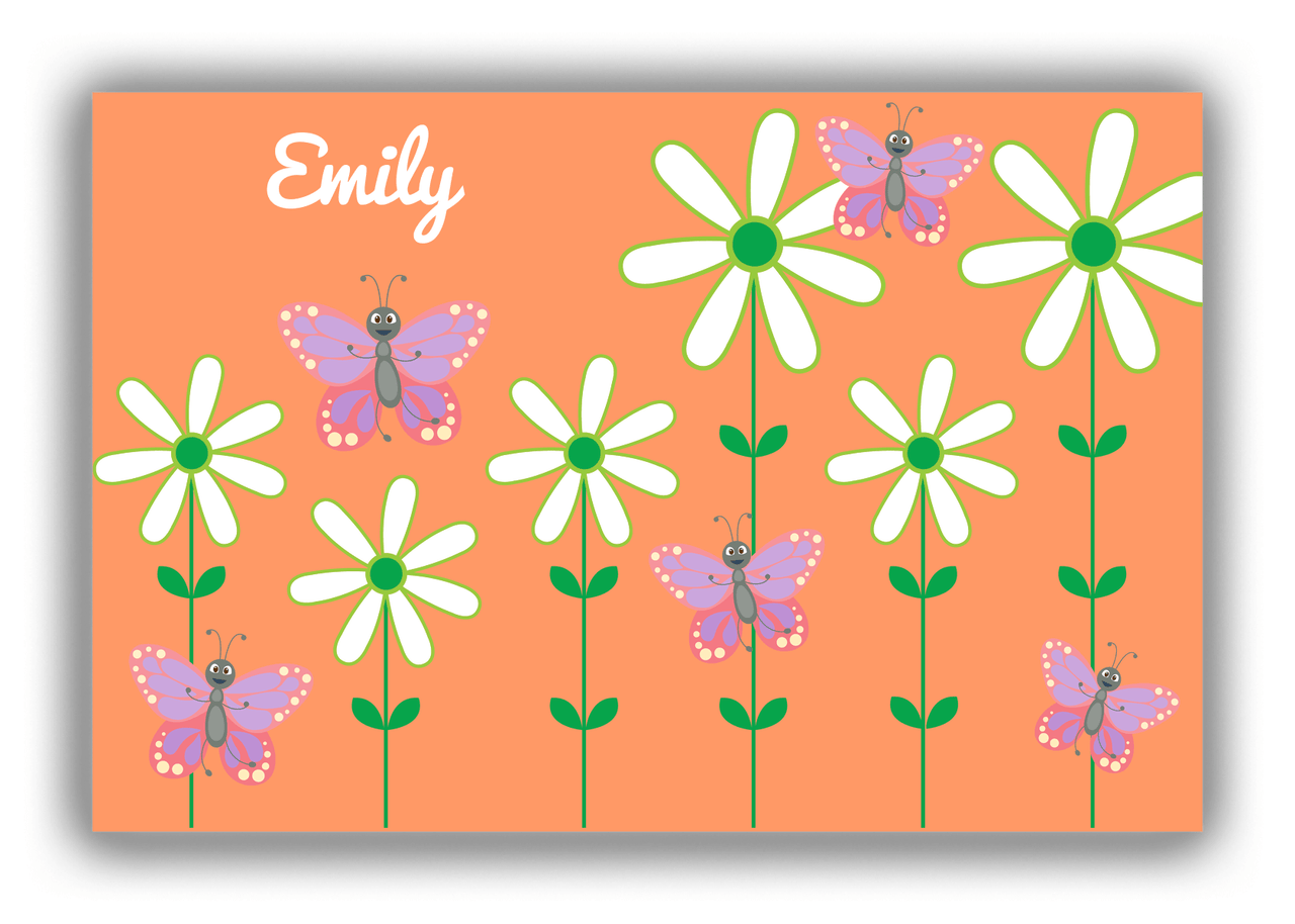 Personalized Butterflies Canvas Wrap & Photo Print V - Orange Background - Pink Butterflies I - Front View