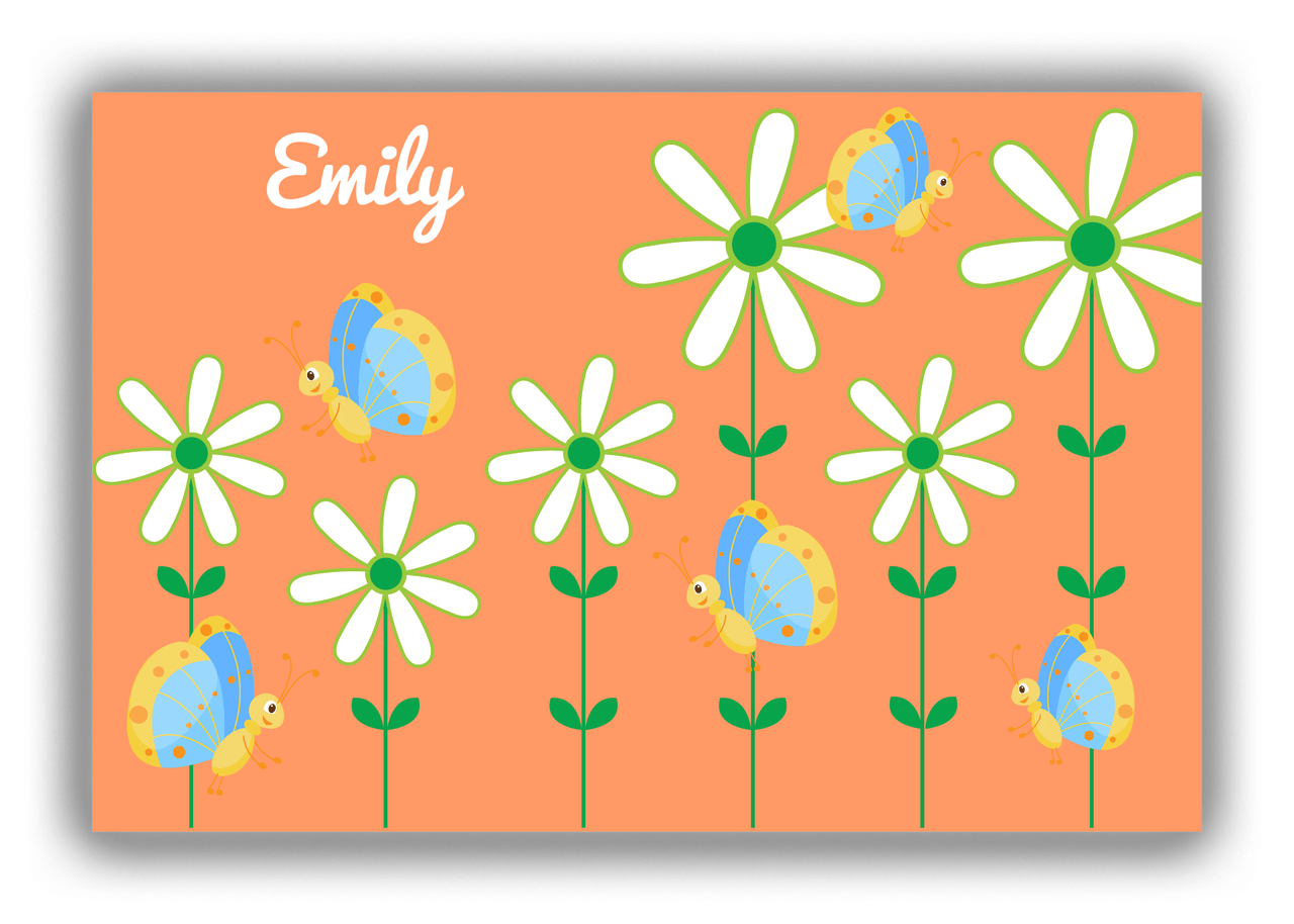 Personalized Butterflies Canvas Wrap & Photo Print V - Orange Background - Blue Butterflies II - Front View